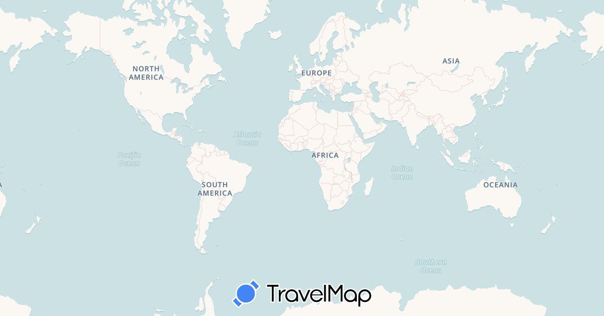 TravelMap itinerary: driving, plane in Australia, Brunei, Fiji, South Korea, Laos, New Zealand, Papua New Guinea, East Timor, Tonga, Vanuatu, Samoa (Asia, Oceania)
